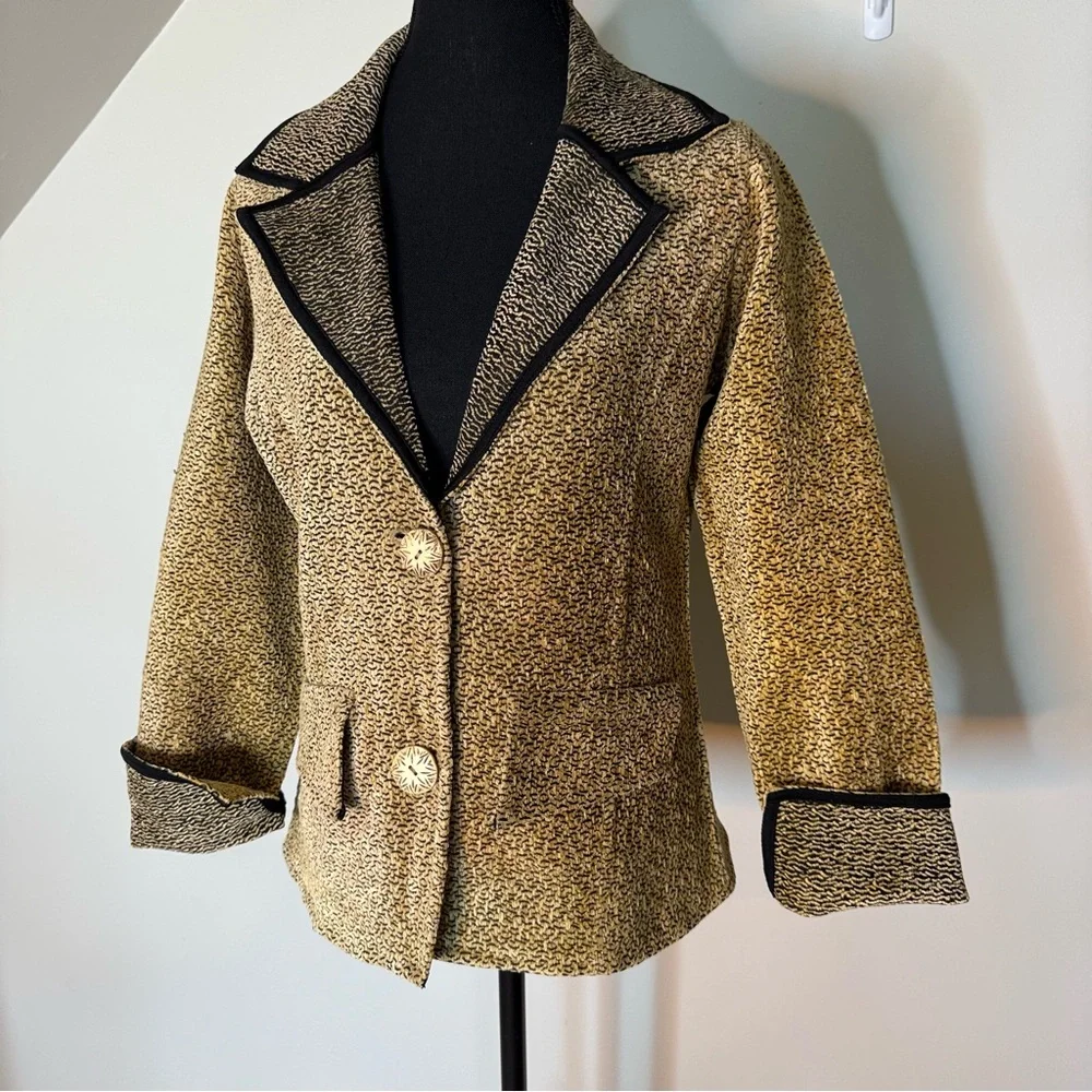 PARSLEY & SAGE Two Toned Velvety Jacquard Textured Blazer Jacket Size Medium - Picture 3 of 13